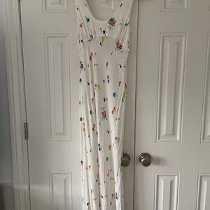 Rumored White Dress with Vibrant Floral Design